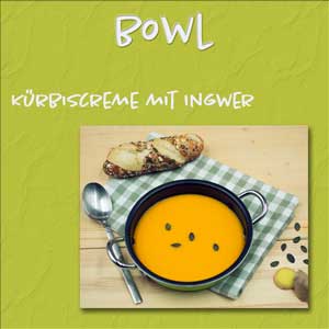 template mit Foto von K&uuml;rbissuppe