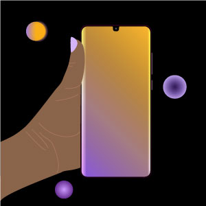 Template mit hand, die ein Handy mit leerem Bildschirm h&auml;t