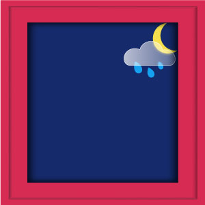 Template mit Wettericon f&uuml;r die Nacht. Mond, Wolke, Regen