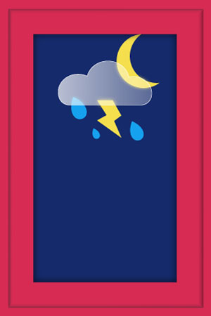 Template mit Wettersymbol f&uuml;r die Nacht, Mond, wolke, regen, blitz