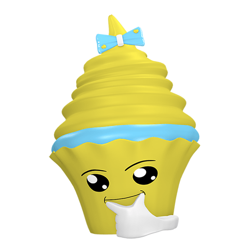 gr&uuml;belnder Sticker als Cupcake