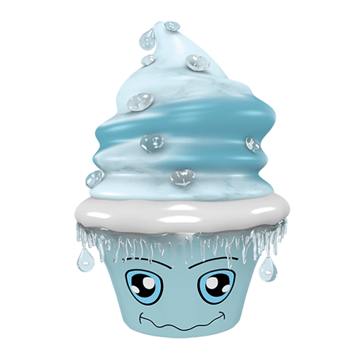 niedlicher Sticker als Cupcake der friert