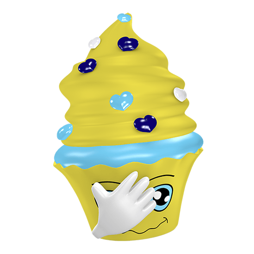 Cupcake Sticker mit Hand am Kopf