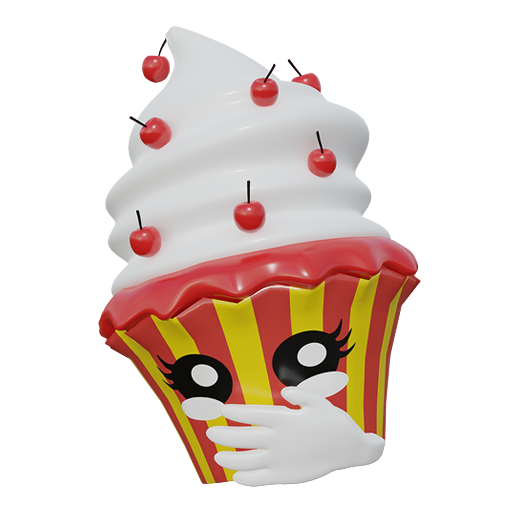 Sticker als Cupcake mit Hand vor dem Mund
