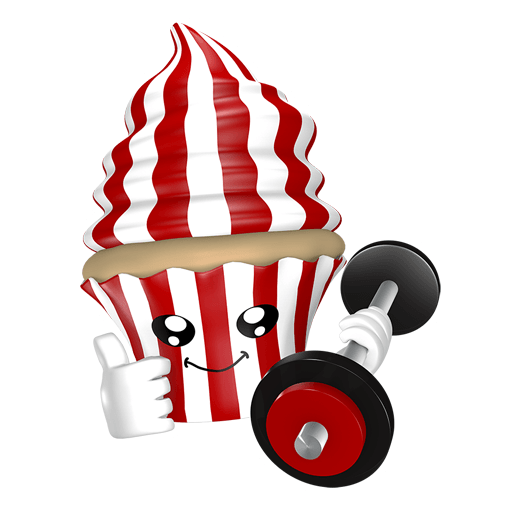 lustiger Cupcake Sticker mit Hantel