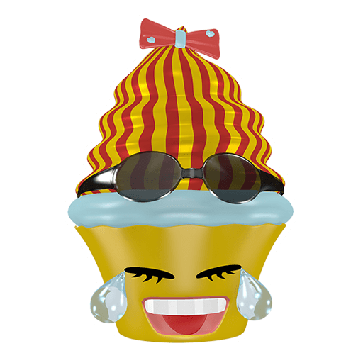 tr&auml;nen lachender Cupcake Sticker