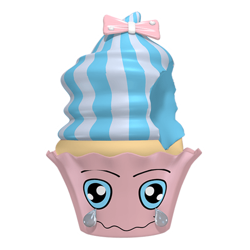 weinender Sticker als angebissender Cupcake