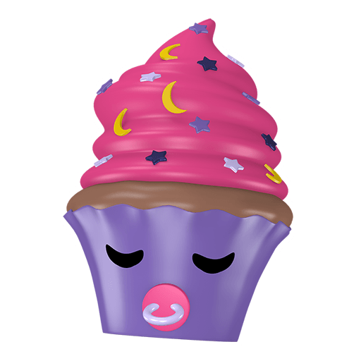 schlafender Cupcake Sticker mit Schnuller