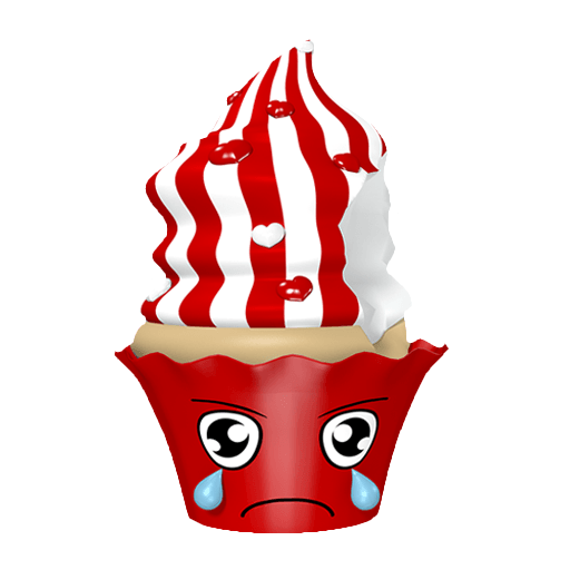 trauriger angebissener Cupcake Sticker