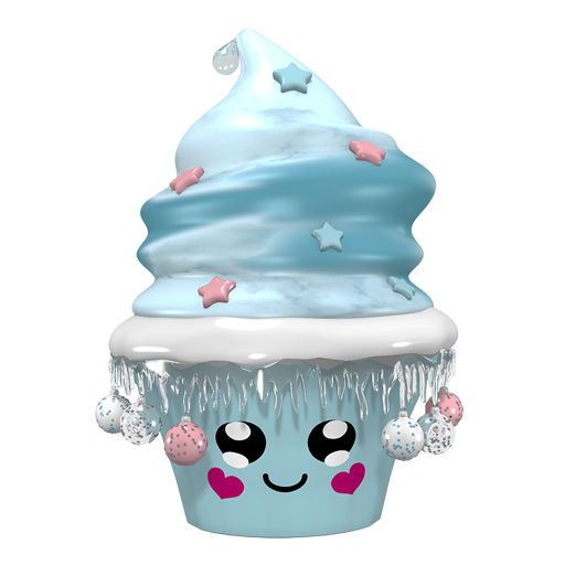 Weihnachts-Cupcake Sticker mit l&auml;chelndem Gesicht