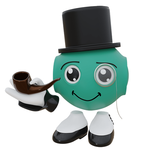 lustige Figur mit Pfeife und Zylinder