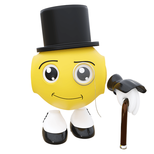 witzige Figur mit Monokel und Spazierstock