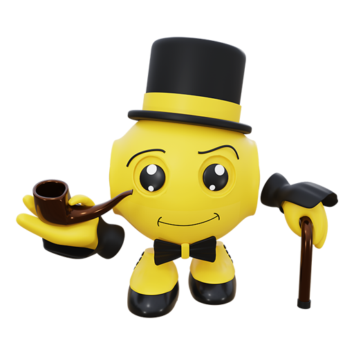 kleiner reicher Roboter mit Zylinder und Pfeife