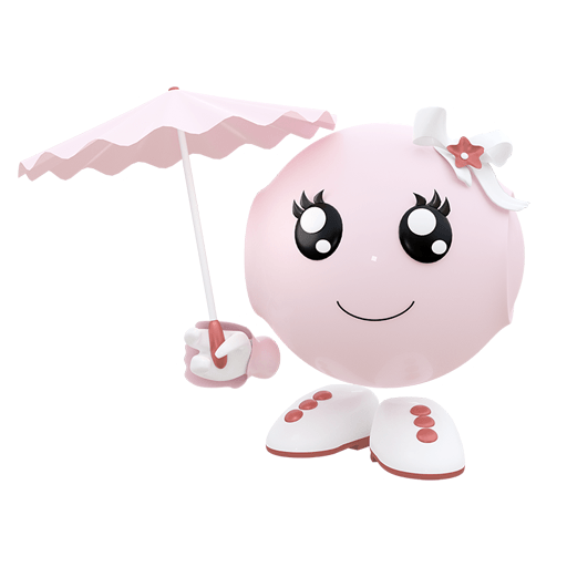 niedliches Figurenm&auml;dchen in rosa mit Sonnenschirm