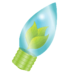 Gl&uuml;hbirne mit Bl&auml;ttern